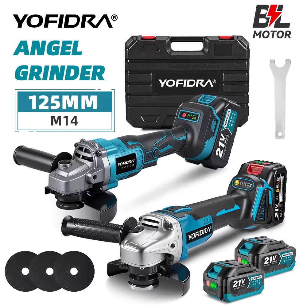 YOFIDRA 125MM Cordless Electric Angle Grinder Tool for Makita 18V Battery