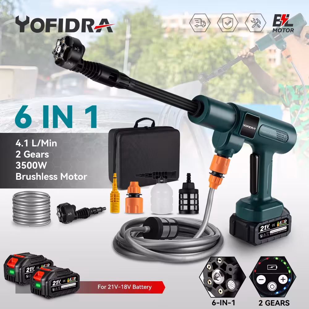 YOFIDRA 200 Bar Cordless Electric High Pressure Washer Gun 6 in 1 for Makita Battery