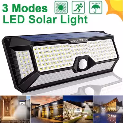 Luminaire solaire 268 LED avec capteurs de mouvement et 3 modes