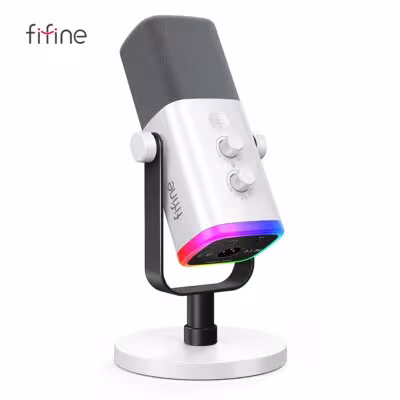 Microphone dynamique XLR USB FIFINE AM8W avec RGB et retour casque
