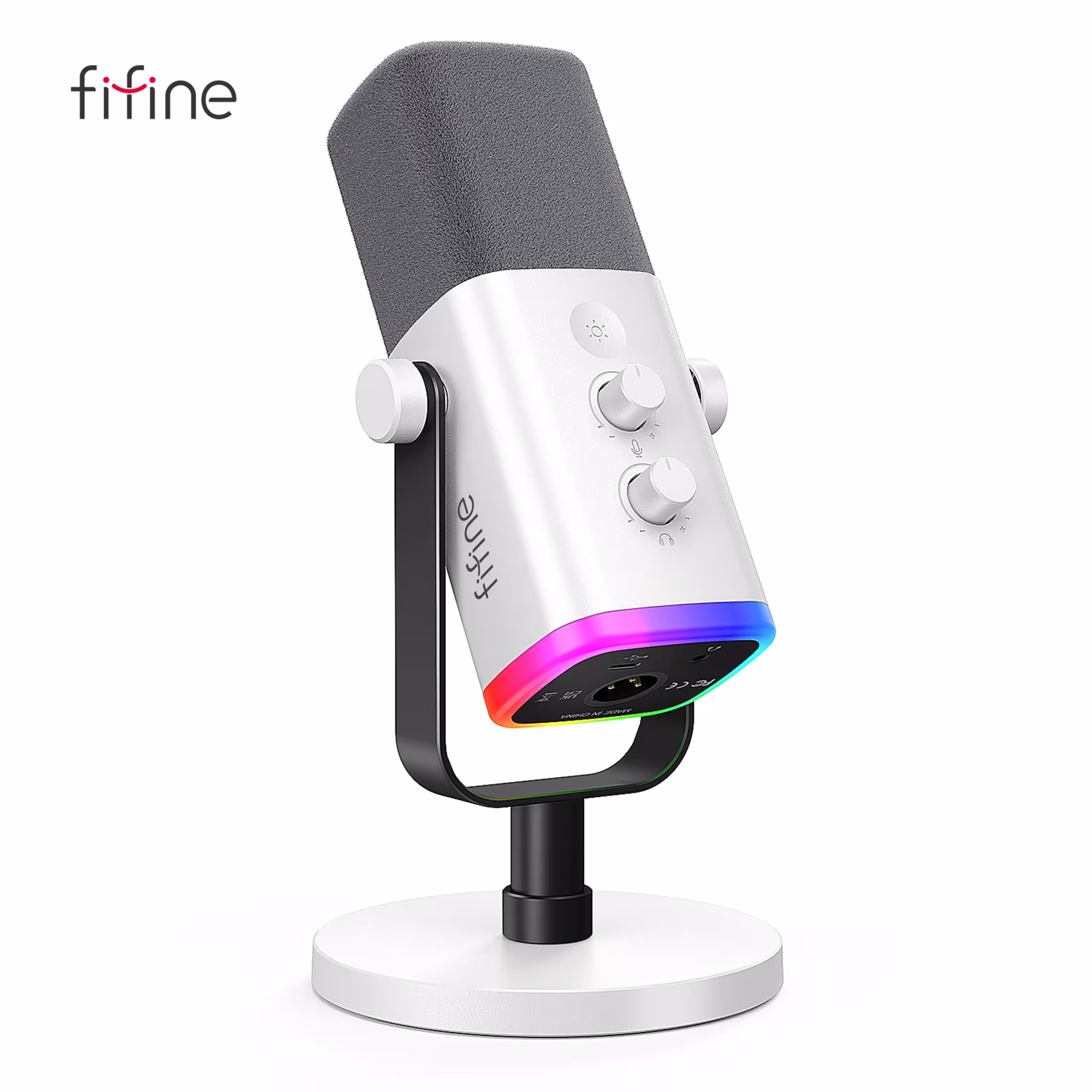 Microphone dynamique XLR USB FIFINE AM8W avec RGB et retour casque