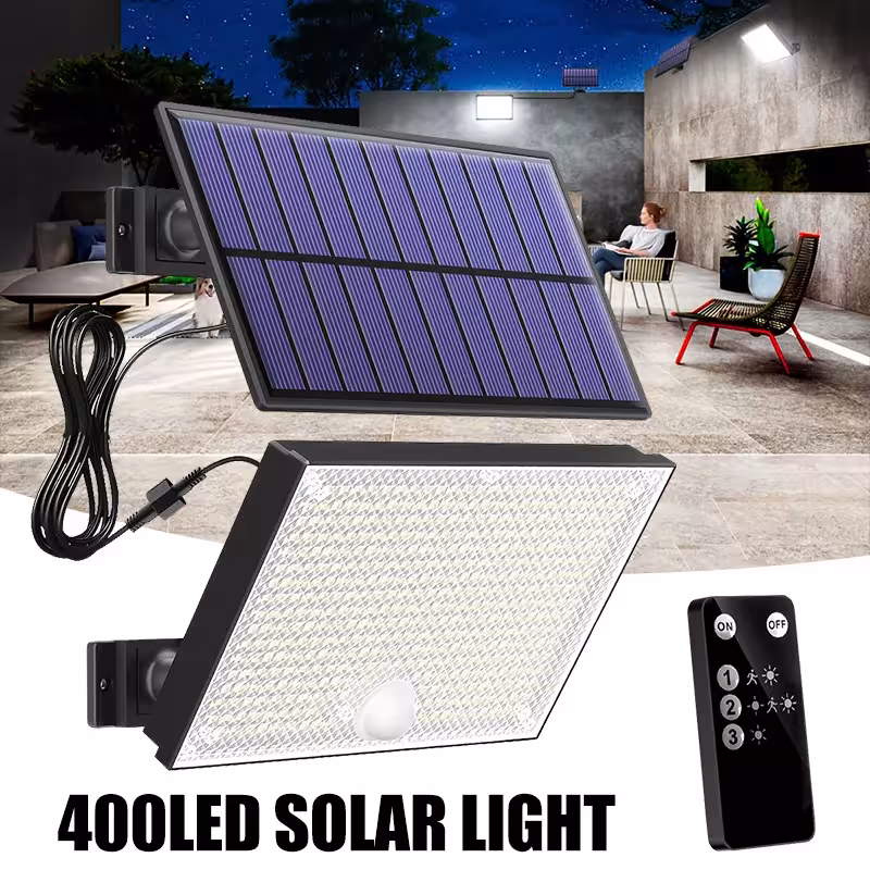 400 LED luce solare con sensore di movimento e telecomando