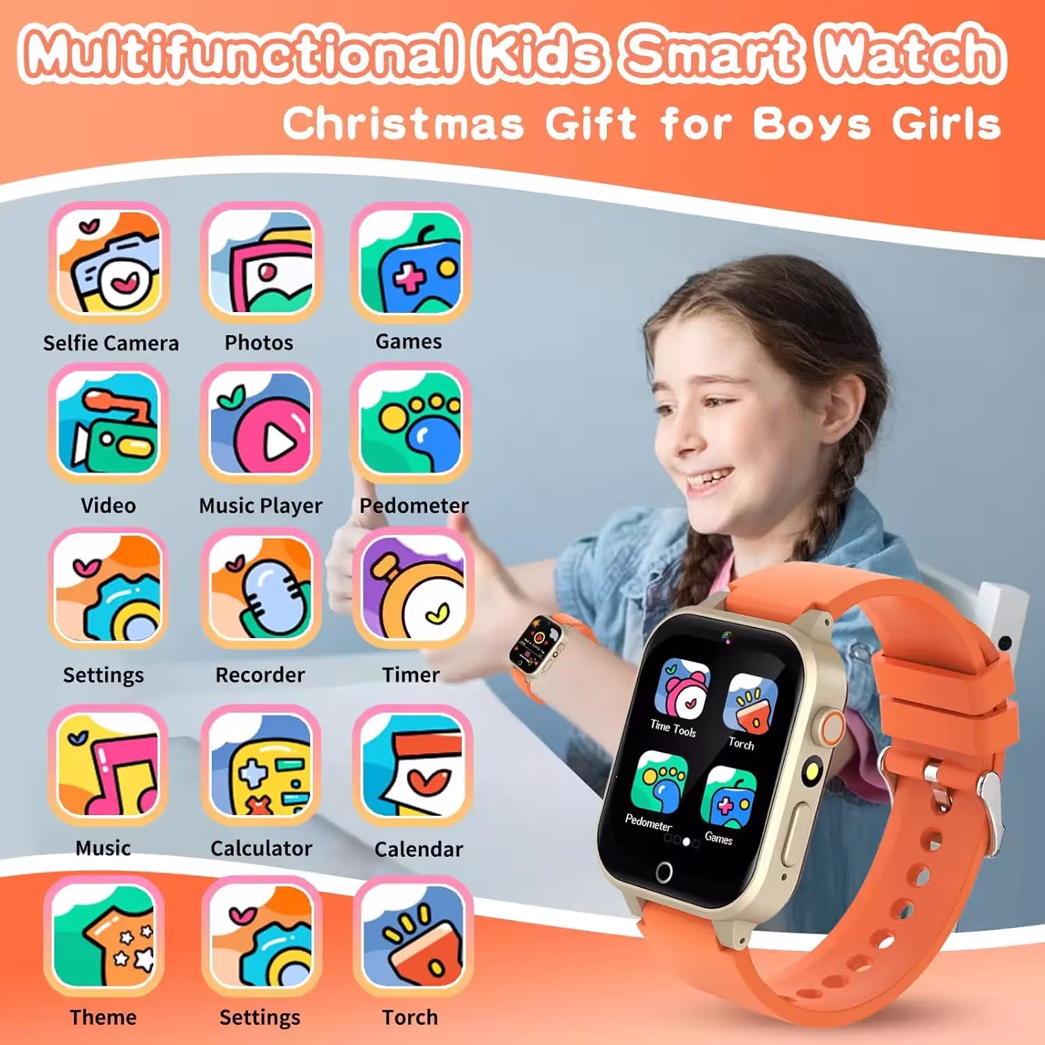 Smartwatch für Kinder von 5 bis 12 Jahren mit 26 Spielen und Kamera