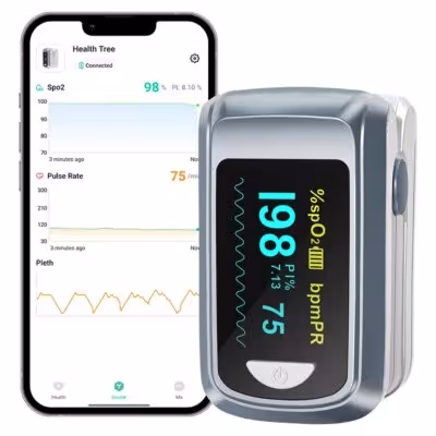 Pulsometr palca HealthTree do pomiaru ciśnienia krwi w spO2 za pomocą aplikacji Bluetooth