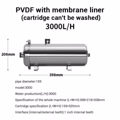 DIVEDEDER 304 système de filtration d'eau en acier inoxydable PVDF