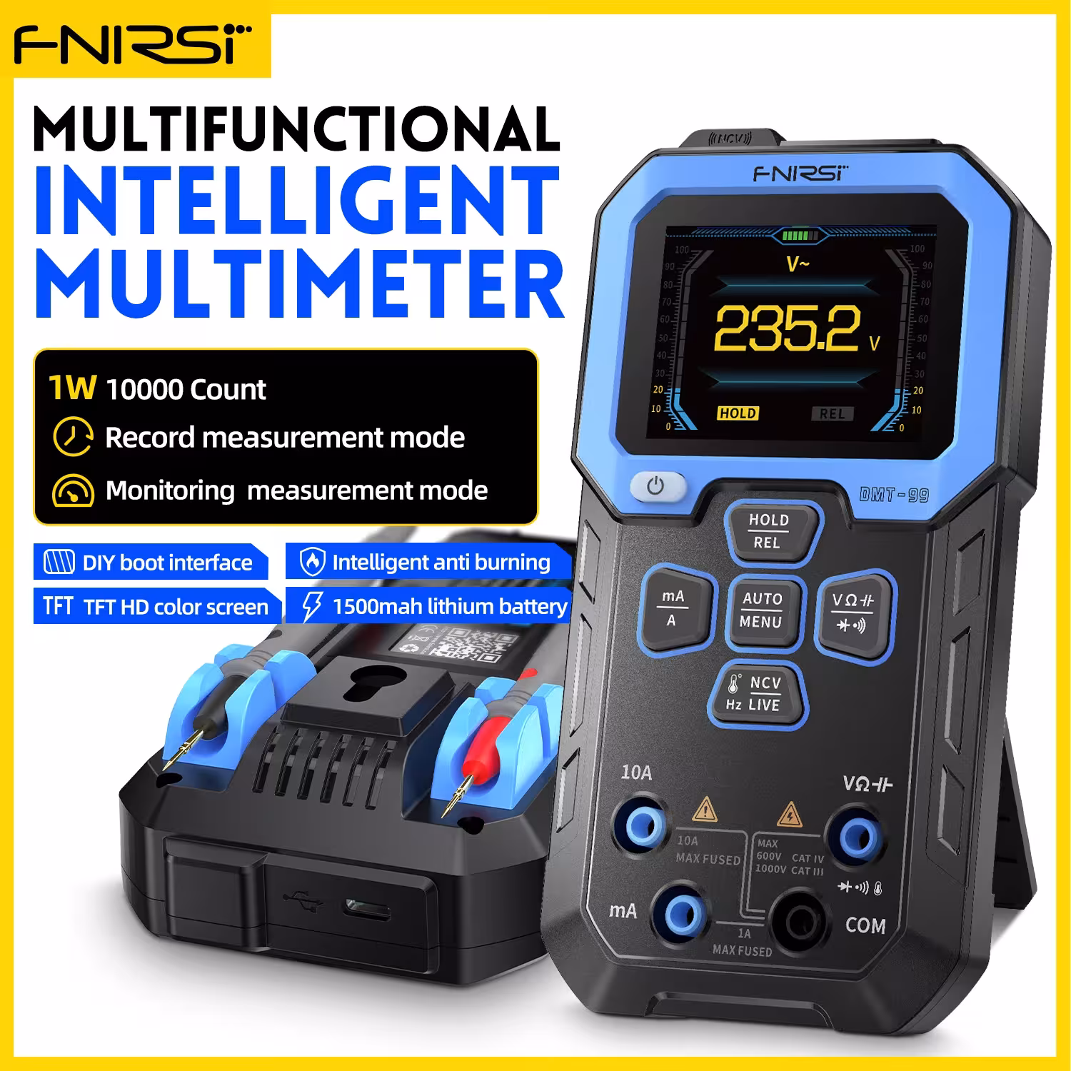 FNIRSI DMT-99 Multimètre numérique 9999 Numéro Smart Professional Tester