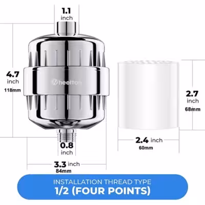 Filtre à eau pour douche Wheelton KDF Calcium Sulfite éliminateur de chlore avec 2 cartouches supplémentaires
