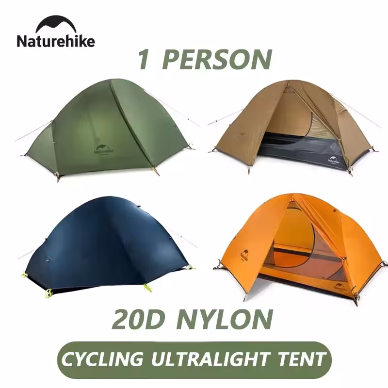 Naturehike Camping Ultralight Tent Travel 1 Person Cycling Tents 20D Nylon Waterproof Portable Backpacking Tent Camp Hiking Tent