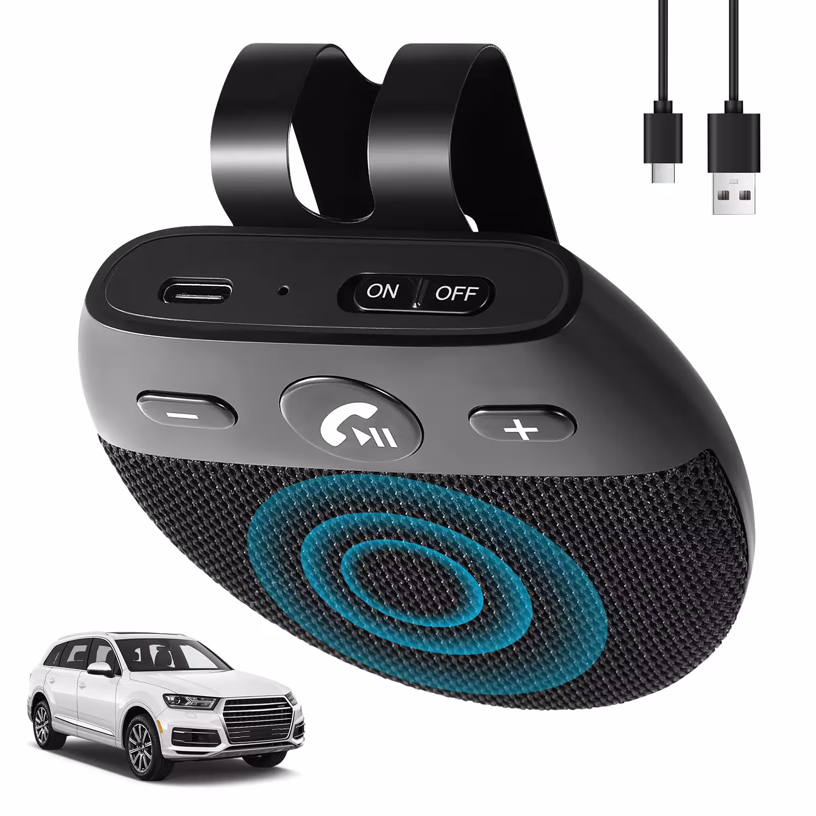 Haut-parleur Bluetooth 5.0 sans fil pour voiture avec kit mains libres