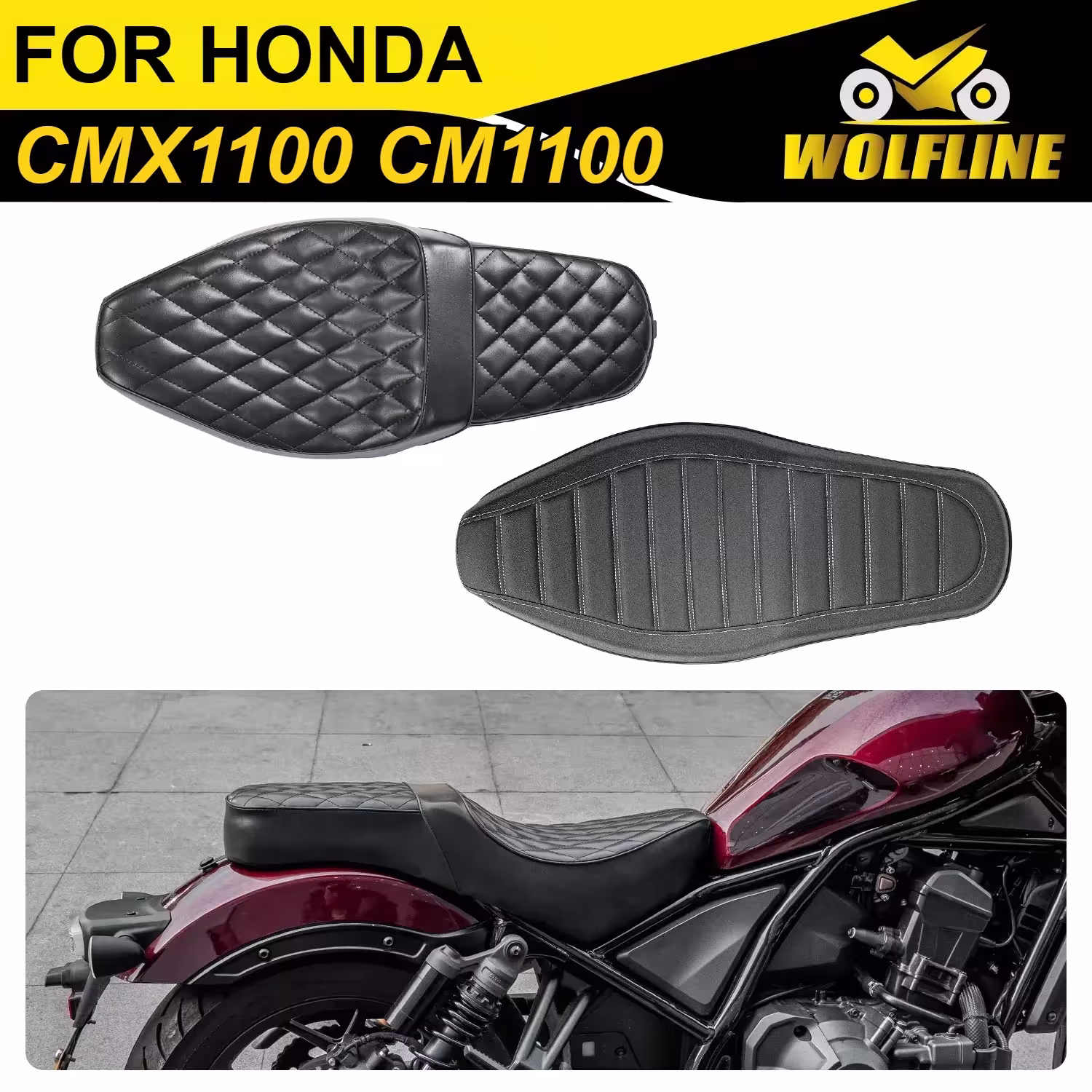 WOLFLINE motorcycle seat cushion for Honda Rebel CMX1100 2021-2024