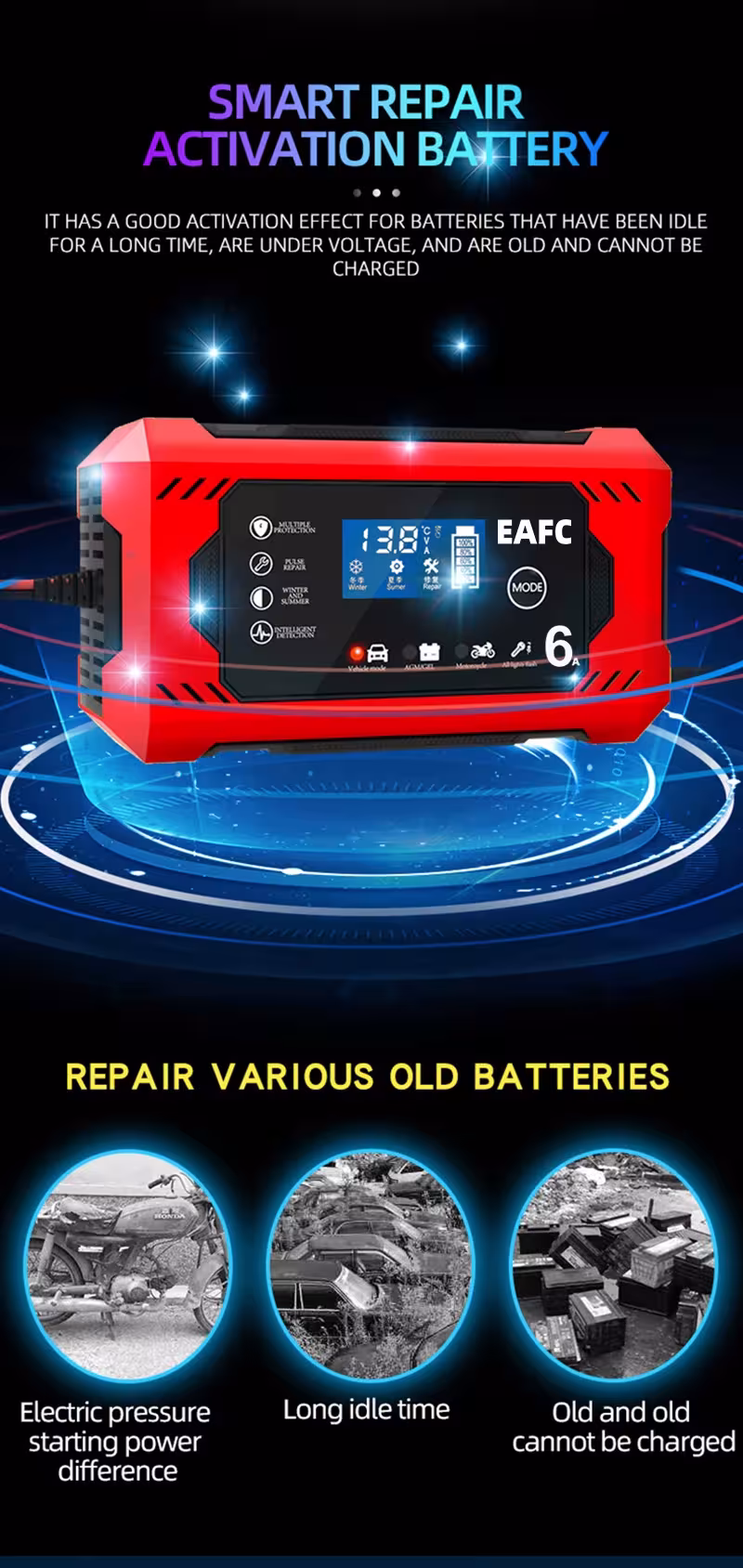 automobilių akumuliatoriaus įkroviklis 12V