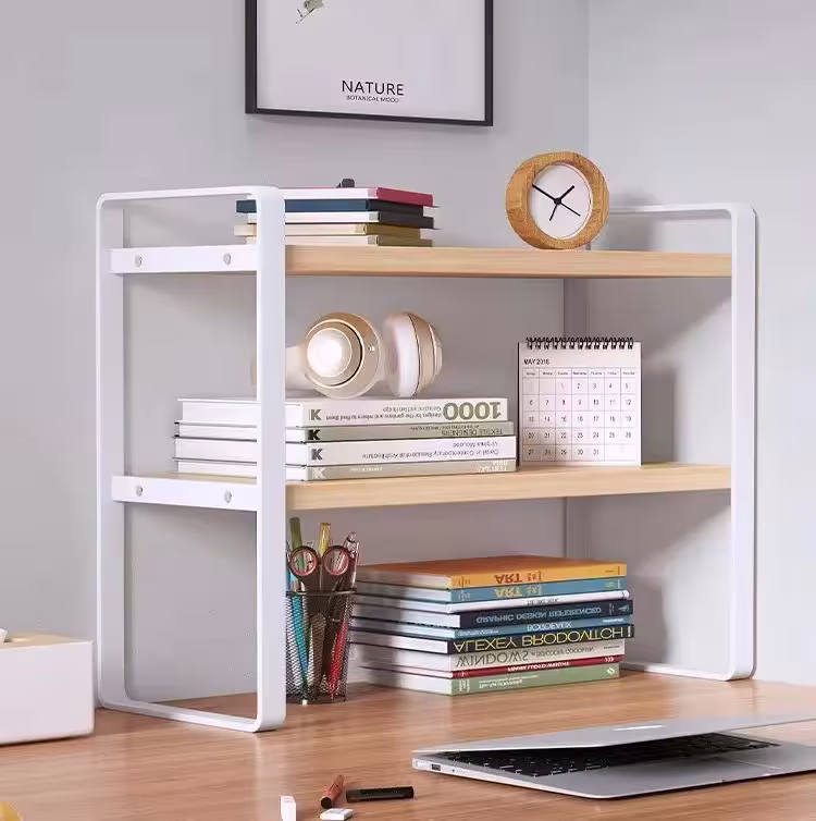 Étagère en bois de 3 étages pour table de bureau