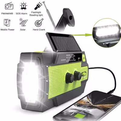 Portable Solar Powered Radio with Hand Crank AM/FM for Survival