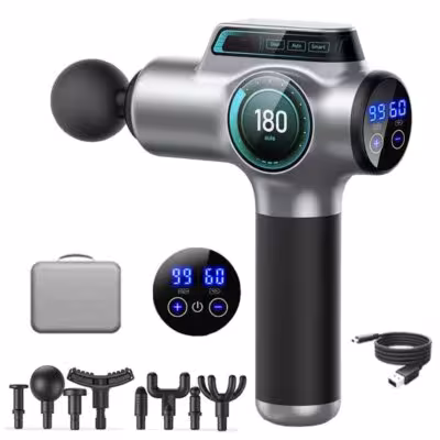 Professional massage gun F3 with LCD display and 8 massage heads