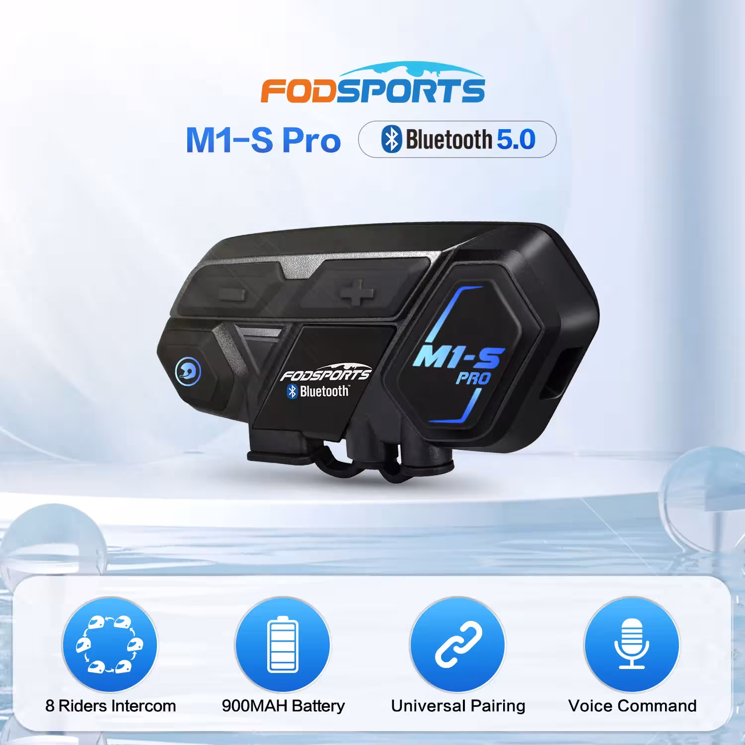 Fodsports M1-S Pro Intercom, casque Bluetooth pour moto, étanche, 8 motards, 2000M