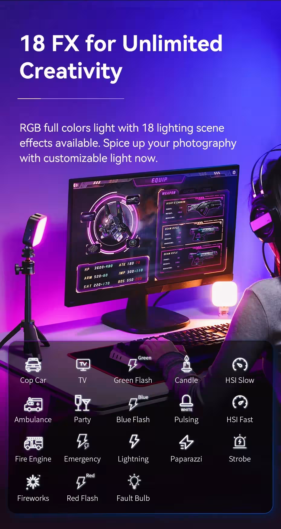 RGB video šviesa fotografijai