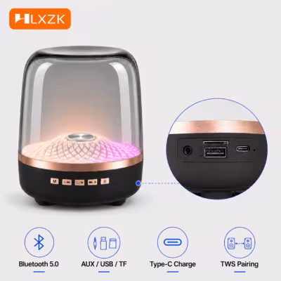 Haut-parleur sans fil portable Bluetooth 5.0 avec lumière LED et subvoofer
