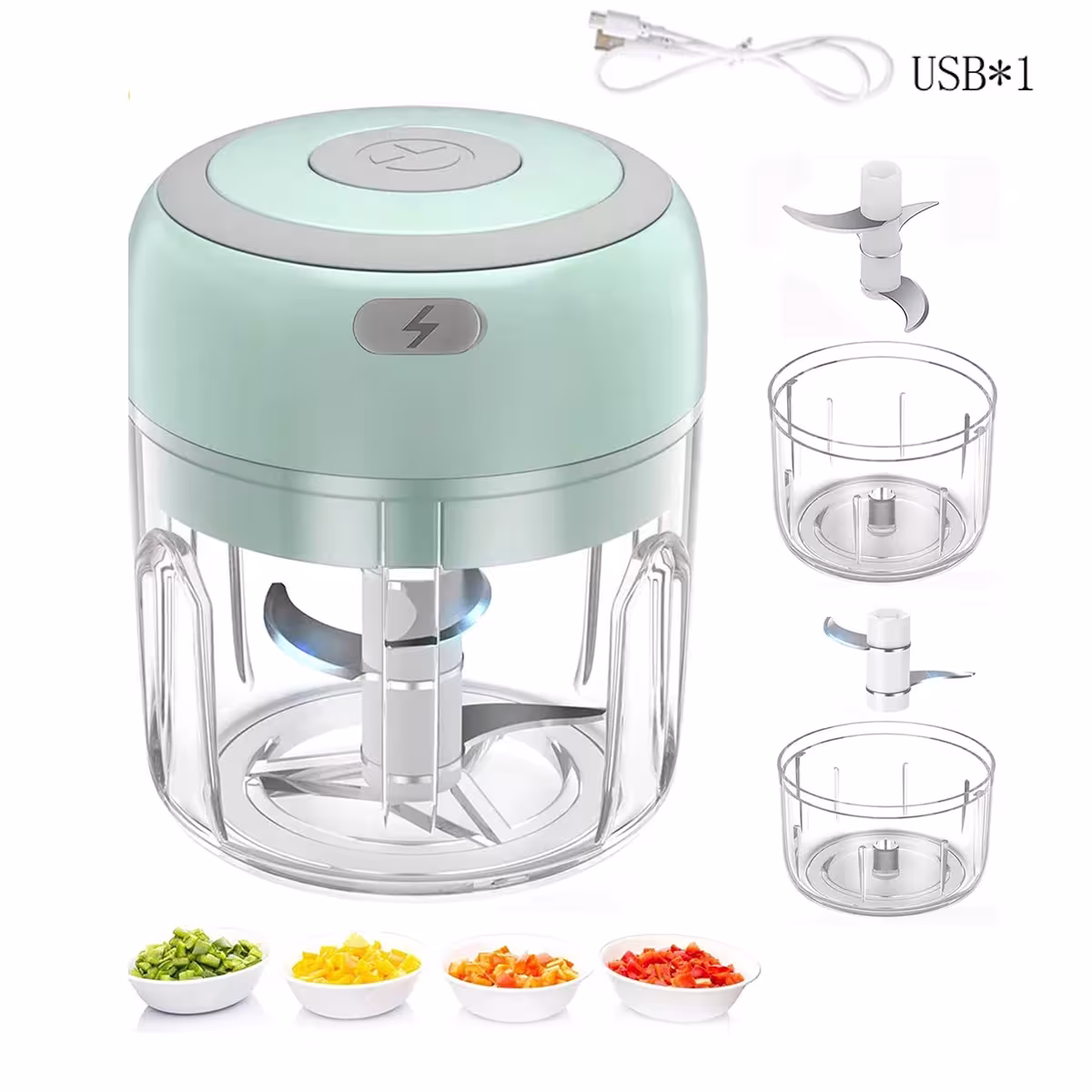 Electric Mini Garlic Press 100ml 250ml USB Rechargeable Meat Grinder