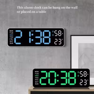 9 colių skaitmeniniai sieninis laikrodis USB LED temperatūra drėgmė savaitė