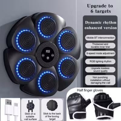 Entrenador de boxeo de música inteligente con luz LED y compatibilidad Bluetooth