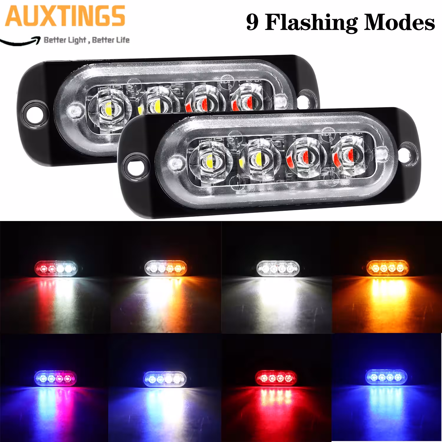 AUXTINGS 4LED Luminaire 12v-24v for trailer police signal lamp