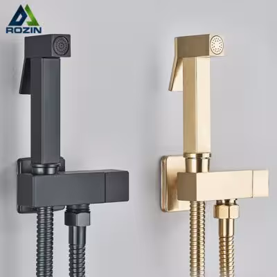 Rubinetto bidet nero per bagno, acqua fredda, doccetta igienica in acciaio inossidabile