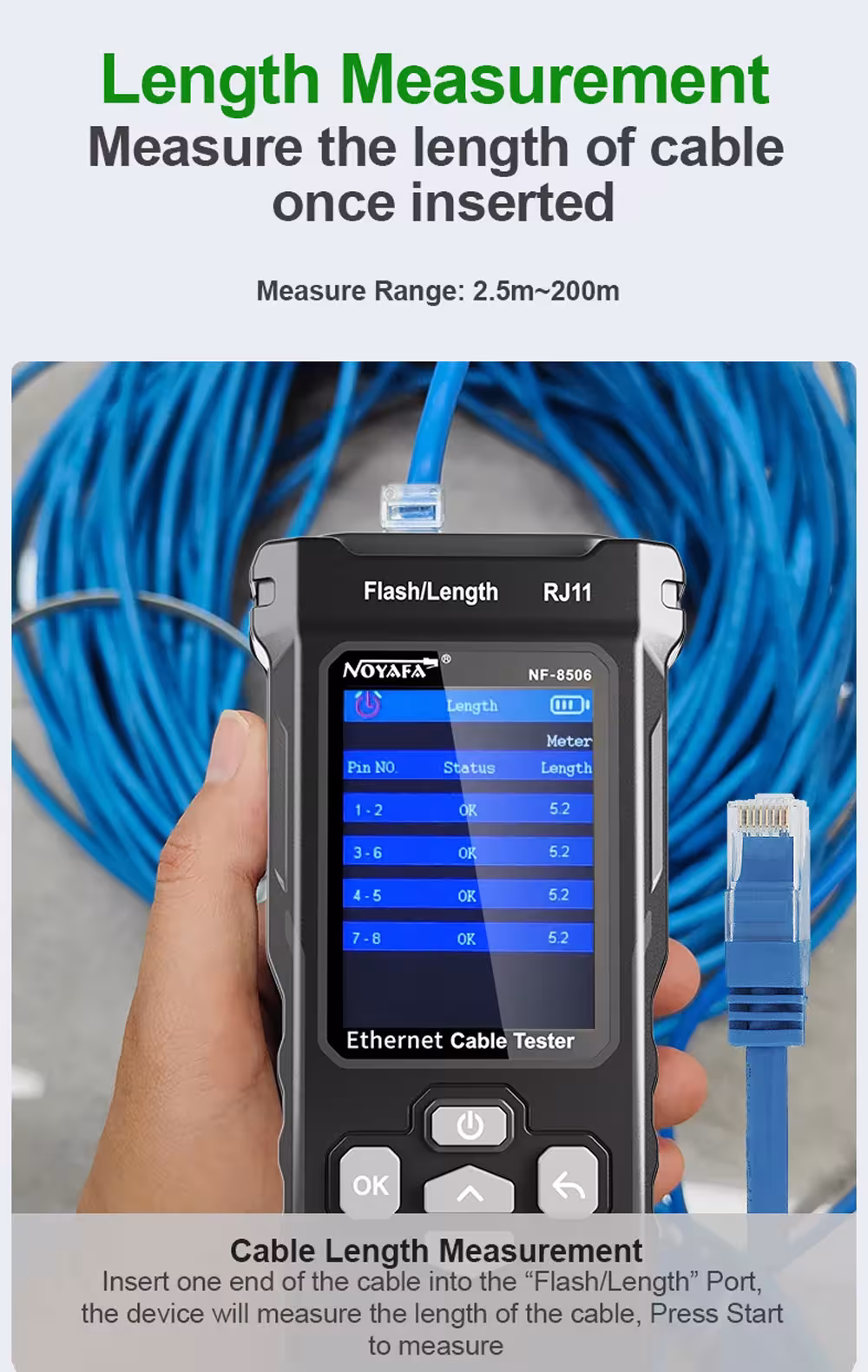 Ethernet kabelio testuoklis