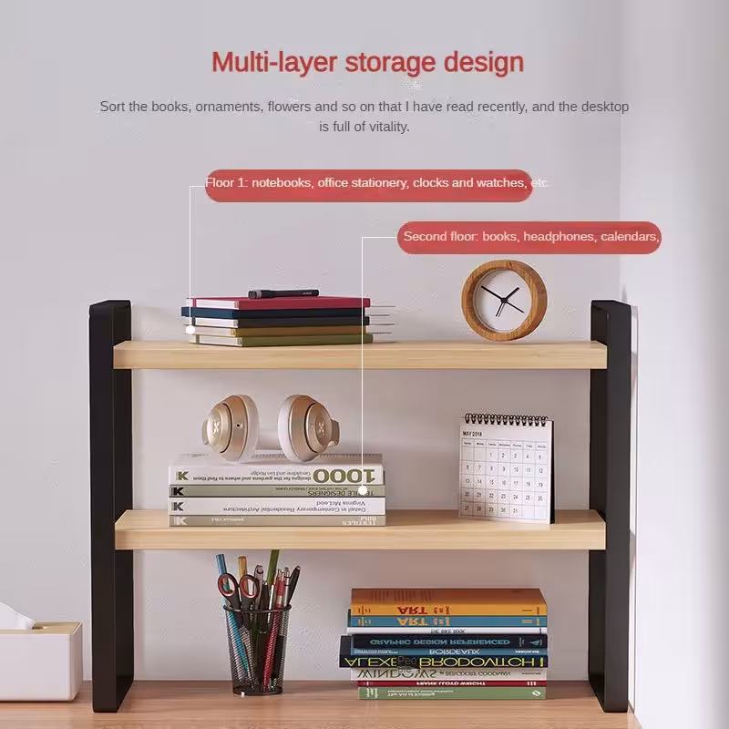 Shelf Desktop Storage Bookshelf Student Desk Shelves Racks Office Computer Desk Tiered Cabinet Home Storage Holders Organizer 4