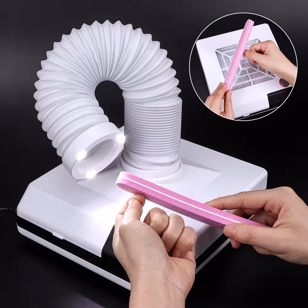 60W nail dust collector with LED light for a manicure salon.
