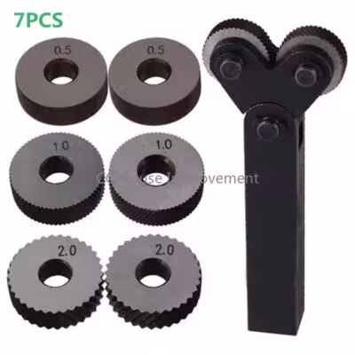 Kit de 7 outils à double disque pour tournage, idéal pour la décoration des pièces, pas de 0,5 mm, 1 mm et 2 mm.