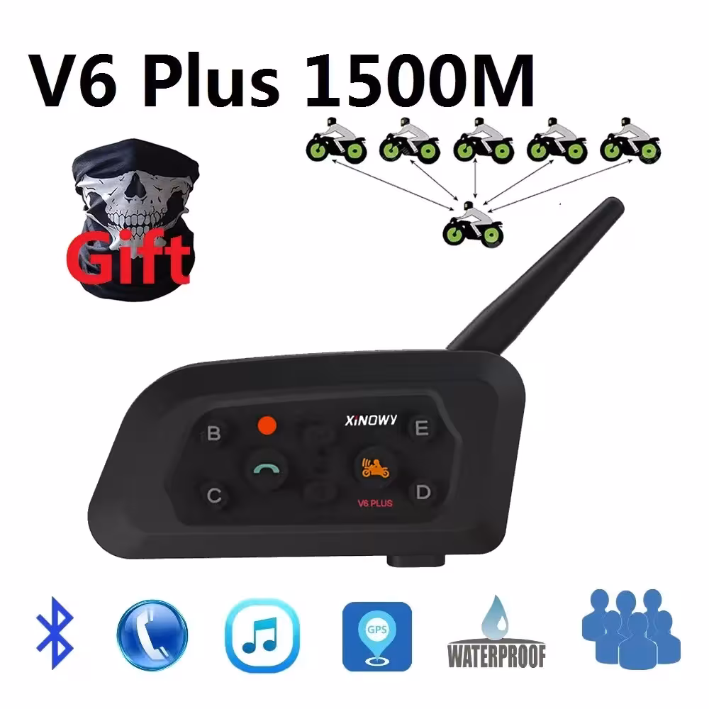 1500M V6 Plus motociclo freddo Interkom Bluetooth cuffie 2 in 1 microfono