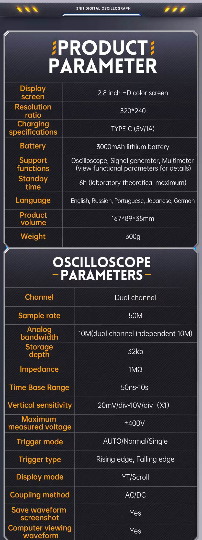 oscilloscopio digitale multimetro