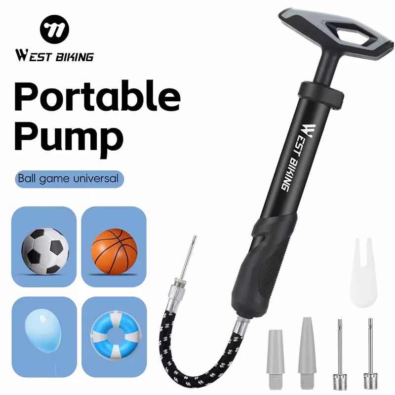 WEST BIKING Pompa portatile 40PSI per gonfiaggio di palloni con ago