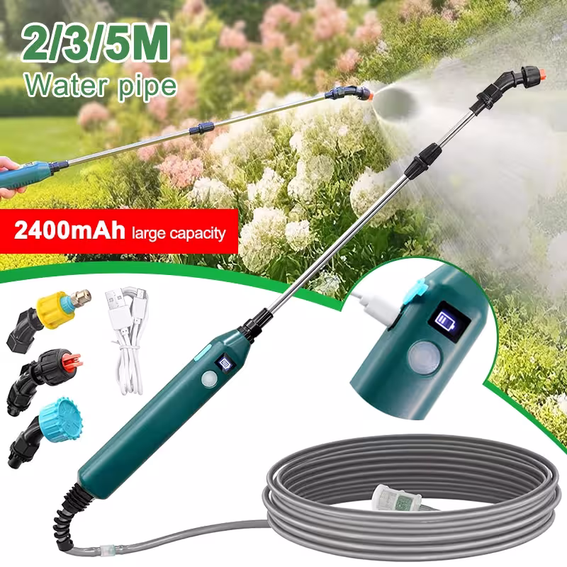 Spruzzatore elettrico con batteria da 2400mAh 3 testine di nebulizzazione per irrigazione giardino