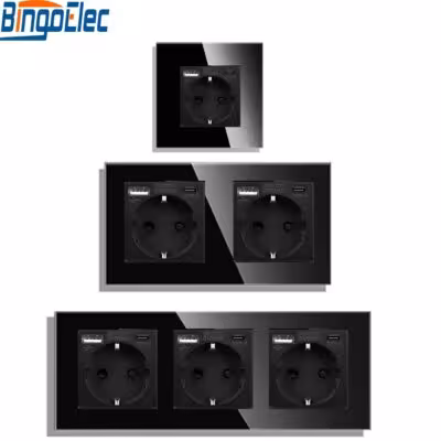 Fuente de pared USB TipoC 16A 3100mA toma eléctrica 110-250V negro