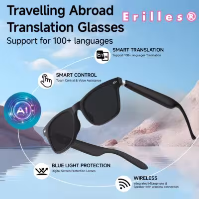2025 AI traduzione intelligente occhiali Bluetooth chiama cuffie protezione UV