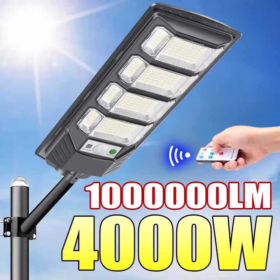 Lampe LED solaire 4000W avec détecteur de mouvement et télécommande