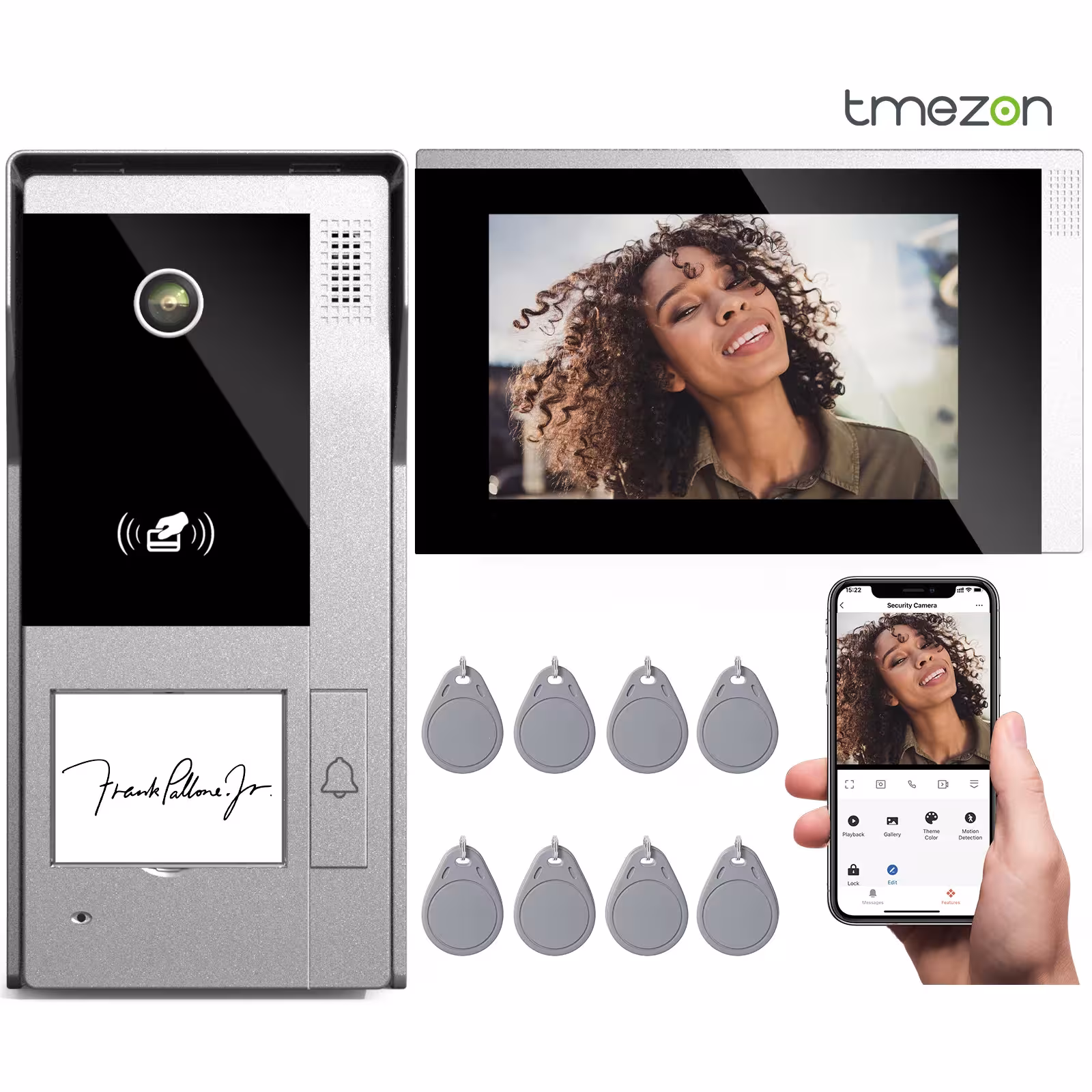 WiFi vaizdo domofono sistema TMEZON su 7 colių ekranu 1080P IR kamera