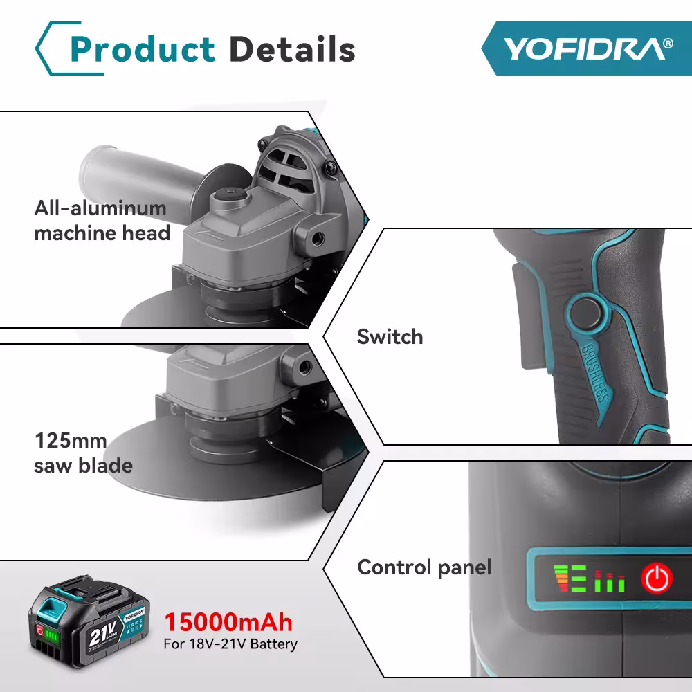 cordless angle grinder 125mm
