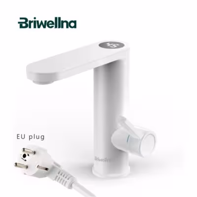 Scaldabagno elettrico Briwellna 2 in 1: rubinetto dell'acqua calda e serbatoio istantaneo, 220V, ideale per il bagno