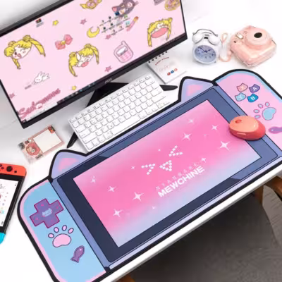 Tappetino per mouse grande a forma di gufo 80cm x 40cm per gaming rosa