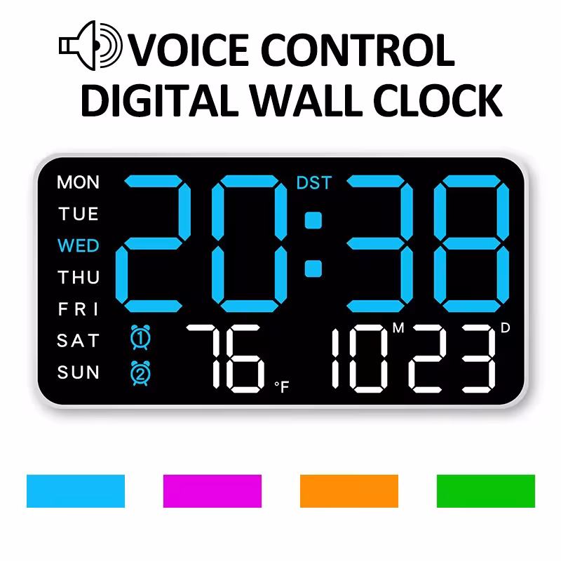 Gran reloj de pared digital con control remoto USB LED de temperatura