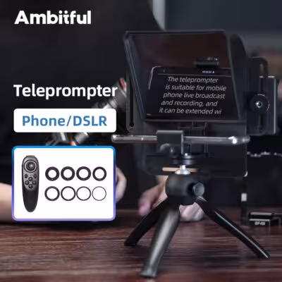 Ambitful T1 Mini Teleprompteris Telefonui ir DSLR Kamerai su Nuotoliniu Valdymu