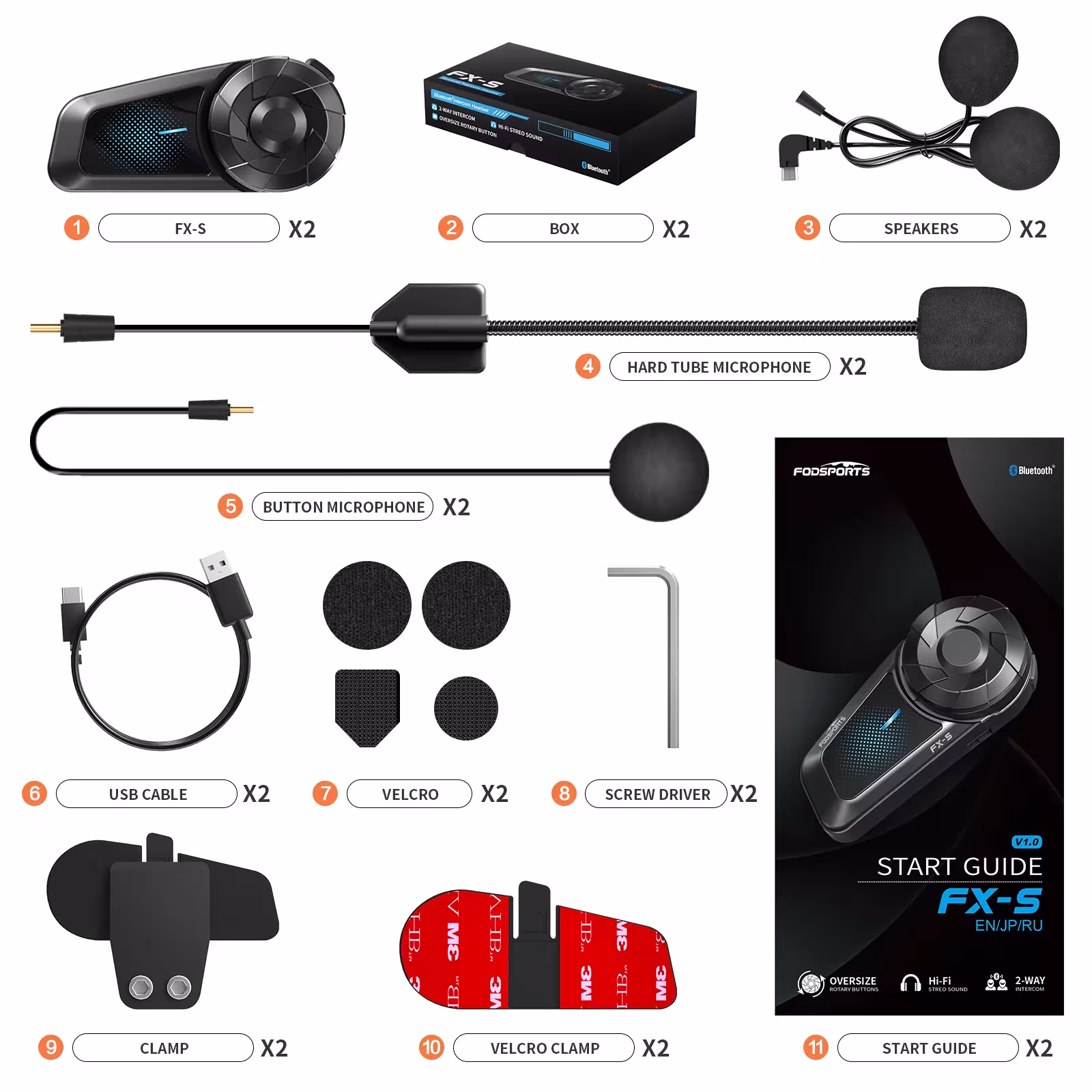 Fodsport FX-S Motorcycle Intercom Bluetooth Cold Headphones 1000M BT5. 4