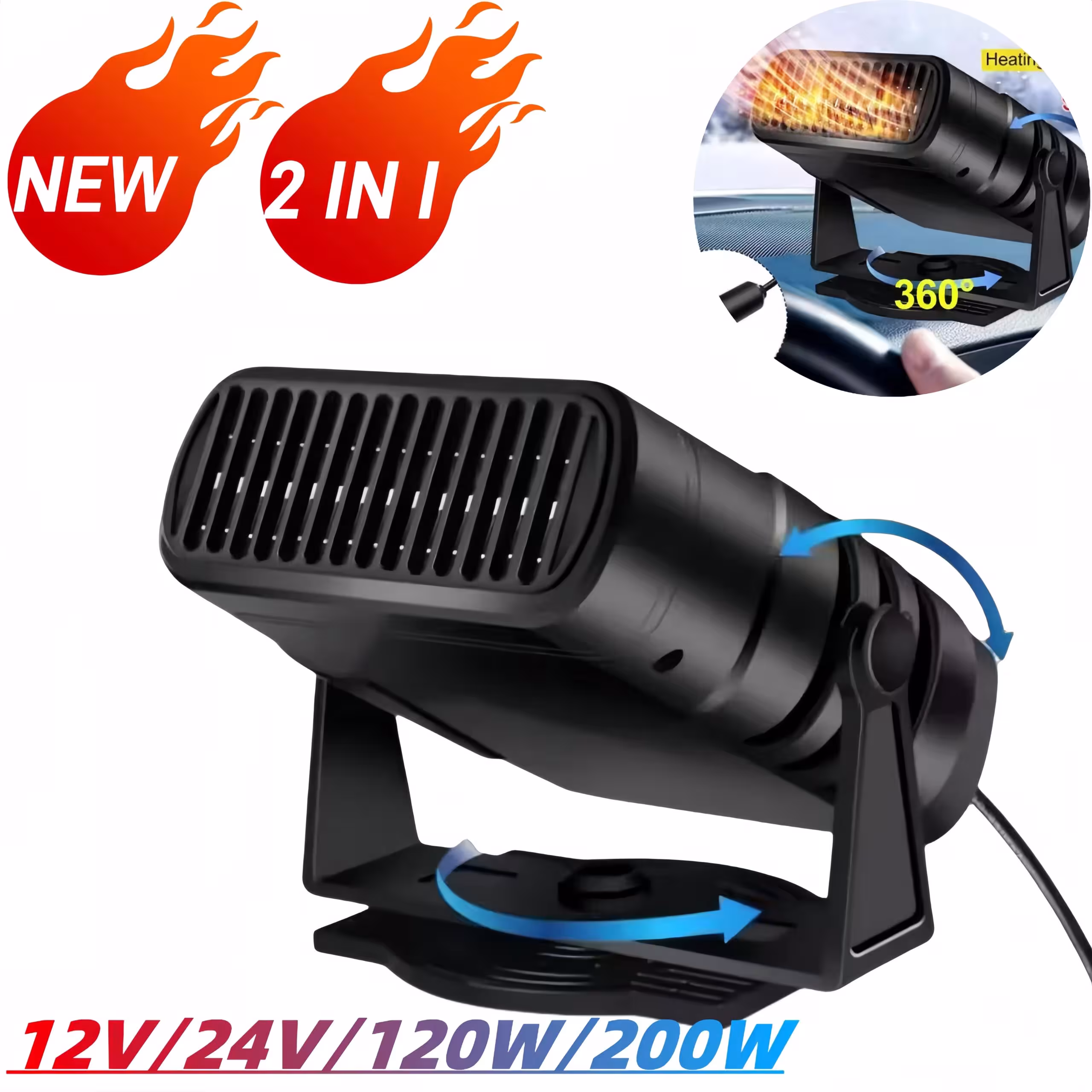 Chauffage de voiture 12V 24V double mode avec ventilateur et déshumidificateur