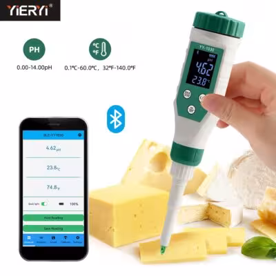 Medidor de pH de alimentos digital Bluetooth sensor de precisión 0.00-14.00