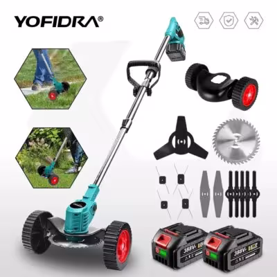 Yofidra elektrinė akumuliatorinė žoliapjovė 100-135cm reguliuojama rankine 18V