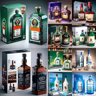 Creative Whiskey bottle building blocks 3D puzzle for adults 10 styles