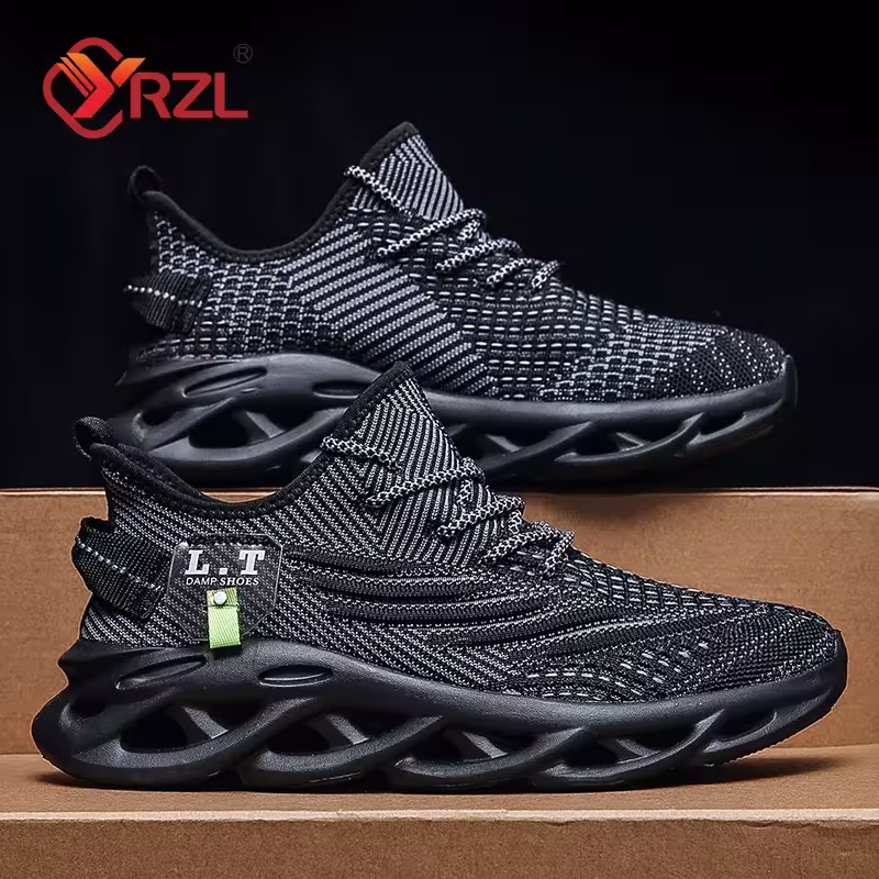 Baskets de course sportives pour hommes YRZL chaussures de jogging noires légères et absorbant les chocs