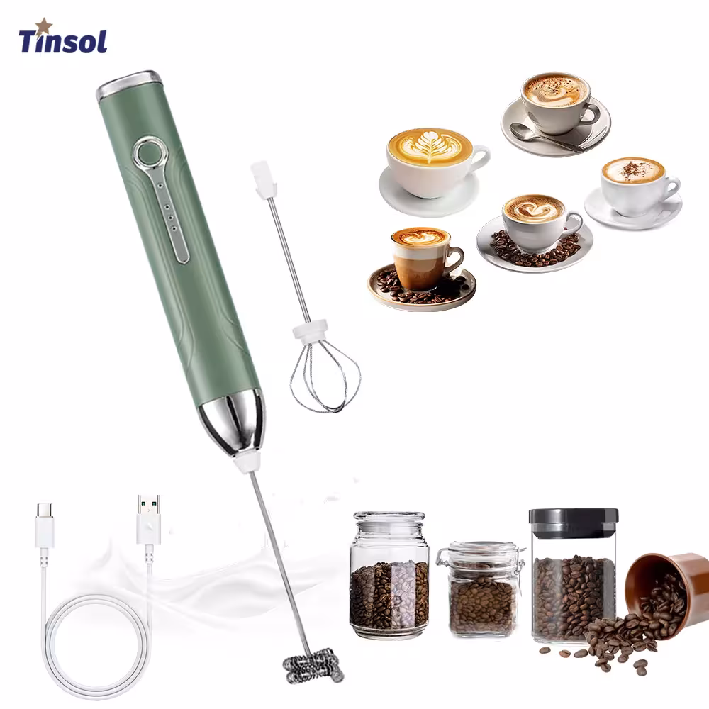 Wireless Type-C rechargeable 3-speed mini handheld milk frother for coffee